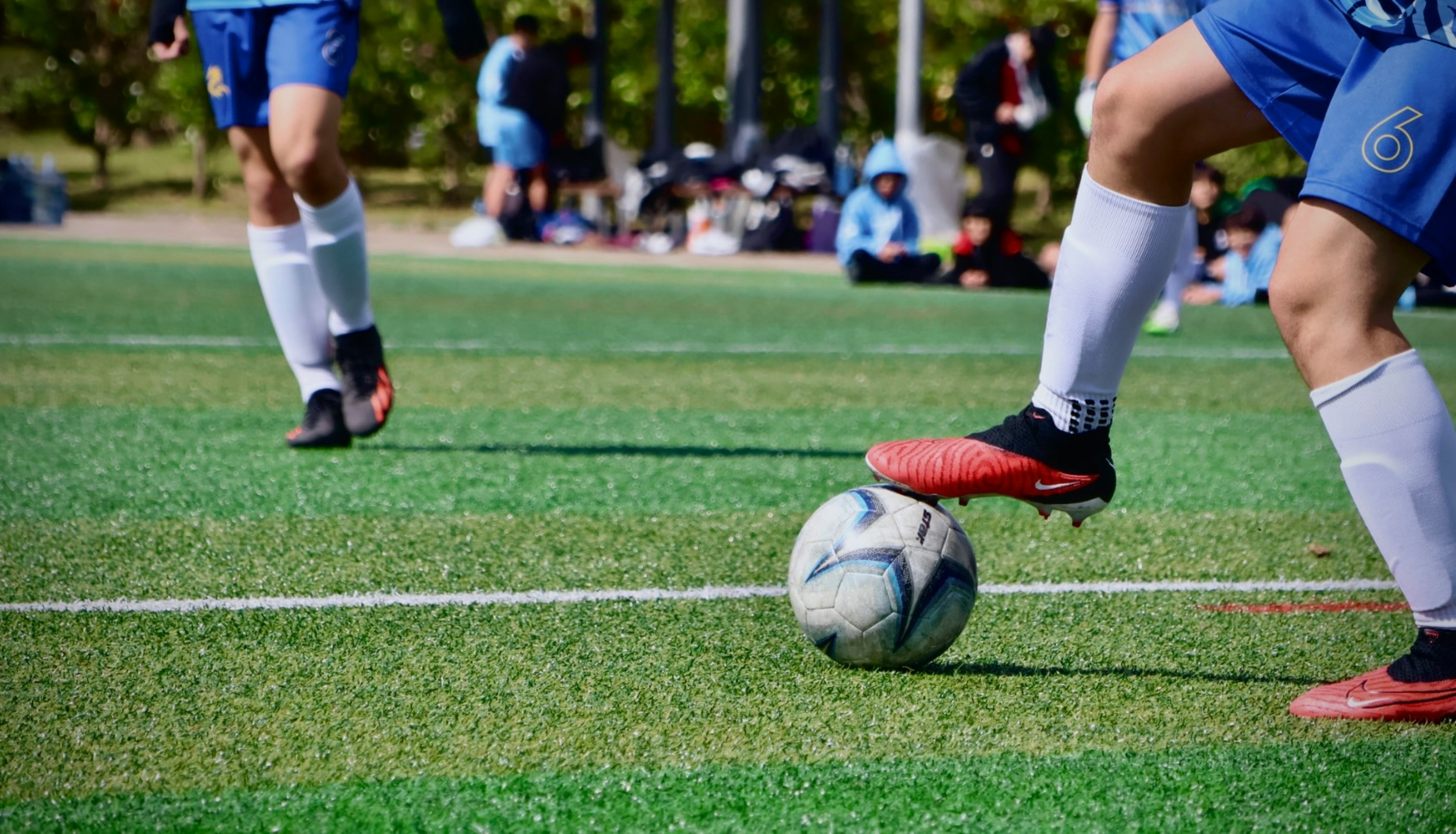 Football match under stadium lights